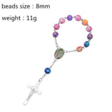 Colorized Catholic Rosary Bracelet with Crucifix
