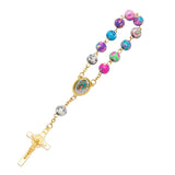 Colorized Catholic Rosary Bracelet with Crucifix