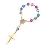 Colorized Catholic Rosary Bracelet with Crucifix