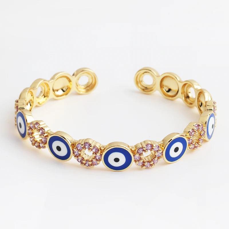 Evil Eye Bracelet Rainbow CZ Bangle Girls Gift