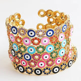 Evil Eye Bracelet Rainbow CZ Bangle Girls Gift