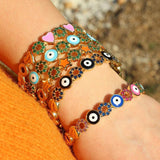 Evil Eye Bracelet Rainbow CZ Bangle Girls Gift