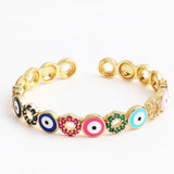 Evil Eye Bracelet Rainbow CZ Bangle Girls Gift