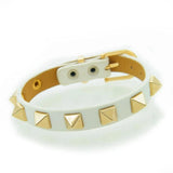 10-Color PU Single Circle Bangle Rivet Leather Belt Bracelet for Women