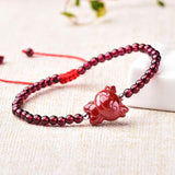 Purple Cinnabar Red Rope Garnet Bracelet 12 Chinese Zodiac Buddha Charm Bangle