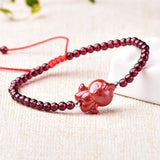 Purple Cinnabar Red Rope Garnet Bracelet 12 Chinese Zodiac Buddha Charm Bangle