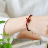 Purple Cinnabar Red Rope Garnet Bracelet 12 Chinese Zodiac Buddha Charm Bangle