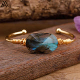 Labradorite Gemstone Bangle Bracelet for Women
