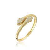 Leopard Head Bangle with Ring Set Dubai Bracelet