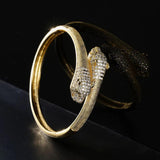 Leopard Head Bangle with Ring Set Dubai Bracelet