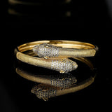Leopard Head Bangle with Ring Set Dubai Bracelet