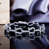 Punk Bracelet U Horseshoe Shape Zircon 925 Silver Jewelry