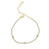 CZ Tennis Chain Evil Eye Charm Bracelet for Women