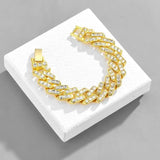 Iced Out CZ Stone Cuban Link Bracelet for Men Women