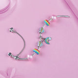 Rainbow Heart Moon Pendant Bracelet Colorful Crystal Bead Women's Jewelry