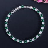 CZ Tennis Style Bracelet with Red & Green Crystals