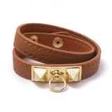 12mm Punk Casual Leather Bracelet Men Women Rock Round Jewelry Gift