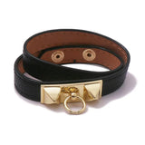 12mm Punk Casual Leather Bracelet Men Women Rock Round Jewelry Gift