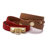12mm Punk Casual Leather Bracelet Men Women Rock Round Jewelry Gift