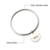 Stainless Steel Silver Bangle Bracelets Round Charm Bangles Women