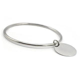 Stainless Steel Silver Bangle Bracelets Round Charm Bangles Women