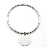 Stainless Steel Silver Bangle Bracelets Round Charm Bangles Women