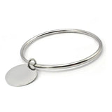 Stainless Steel Silver Bangle Bracelets Round Charm Bangles Women