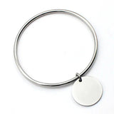 Stainless Steel Silver Bangle Bracelets Round Charm Bangles Women