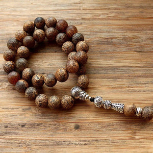 10mm Brown Leopard Grain Stone Bead 33 Prayer Beads Islamic Tasbih Rosary
