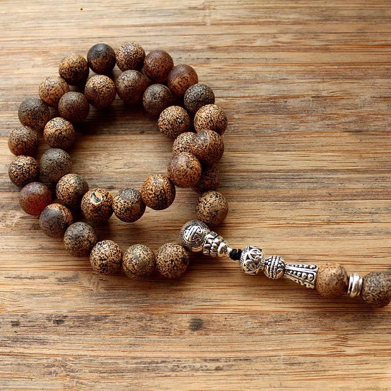 10mm Brown Leopard Grain Stone Bead 33 Prayer Beads Islamic Tasbih Rosary
