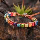 Chakra Bead Leather Wrap Bracelet