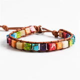Chakra Bead Leather Wrap Bracelet