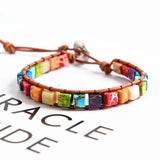 Chakra Bead Leather Wrap Bracelet