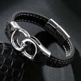 Multicolor Leather Bracelet Men Punk Rock Jewelry Stainless Steel Handcuffs