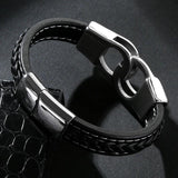 Multicolor Leather Bracelet Men Punk Rock Jewelry Stainless Steel Handcuffs