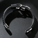 Multicolor Leather Bracelet Men Punk Rock Jewelry Stainless Steel Handcuffs