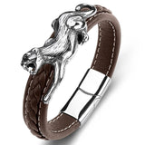Braided Leather Bangles Punk Rock Jewelry Leopard Bracelet Gift