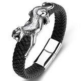 Braided Leather Bangles Punk Rock Jewelry Leopard Bracelet Gift