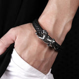 Braided Leather Bangles Punk Rock Jewelry Leopard Bracelet Gift