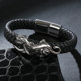 Braided Leather Bangles Punk Rock Jewelry Leopard Bracelet Gift