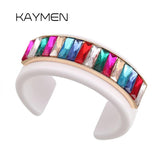 Crystal Resin Bracelet Cuff Bangle for Women Girls