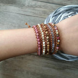 5 Strands Leather Bracelet Natural Stone Handwork Wrap Bracelet