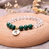 Clear Quartz Lapis Tiger Eye Bracelet Zodiac Charm