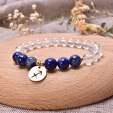 Clear Quartz Lapis Tiger Eye Bracelet Zodiac Charm