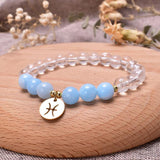 Clear Quartz Lapis Tiger Eye Bracelet Zodiac Charm