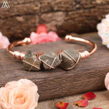 Natural Pyrite Iron Stone Beads Cuff Bracelet Gemstone Chip Beads