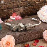 Natural Pyrite Iron Stone Beads Cuff Bracelet Gemstone Chip Beads