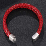 Vintage Leather Rope Bracelet Stainless Steel Clasp Men's Wrist Band