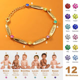 Custom Family Names Bracelet with Birthstone - Engraved Bangle for Mom