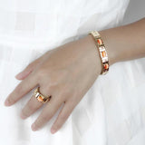 Opal Stainless Steel Elastic Bracelet 9mm Width 17cm for Wife